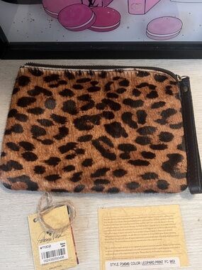 Patricia Nash Leopard Print Calf Hair Leather Wristlet P34949